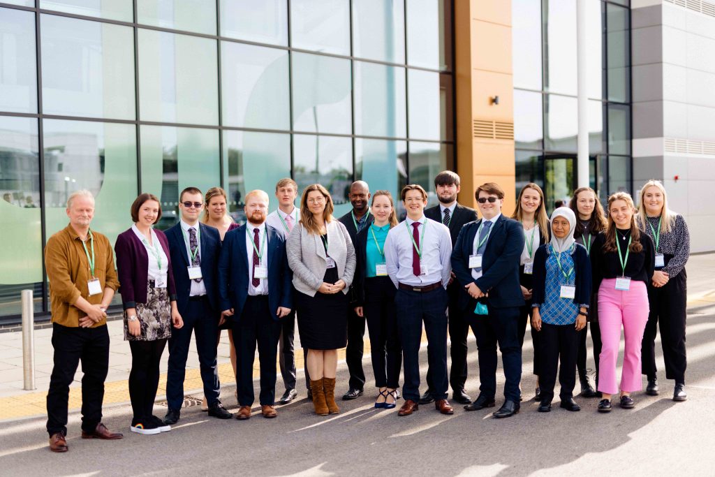 Aura CDT Cohort 2 students outside the Aura Innovation Centre