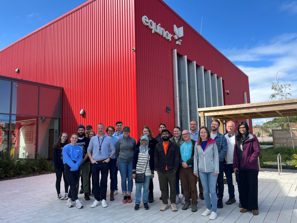 Aura CDT students outside Equinor Dogger Bank base